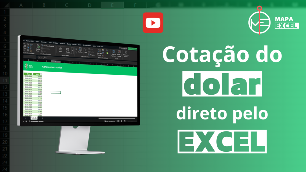 cotação do dolar direto pelo excel