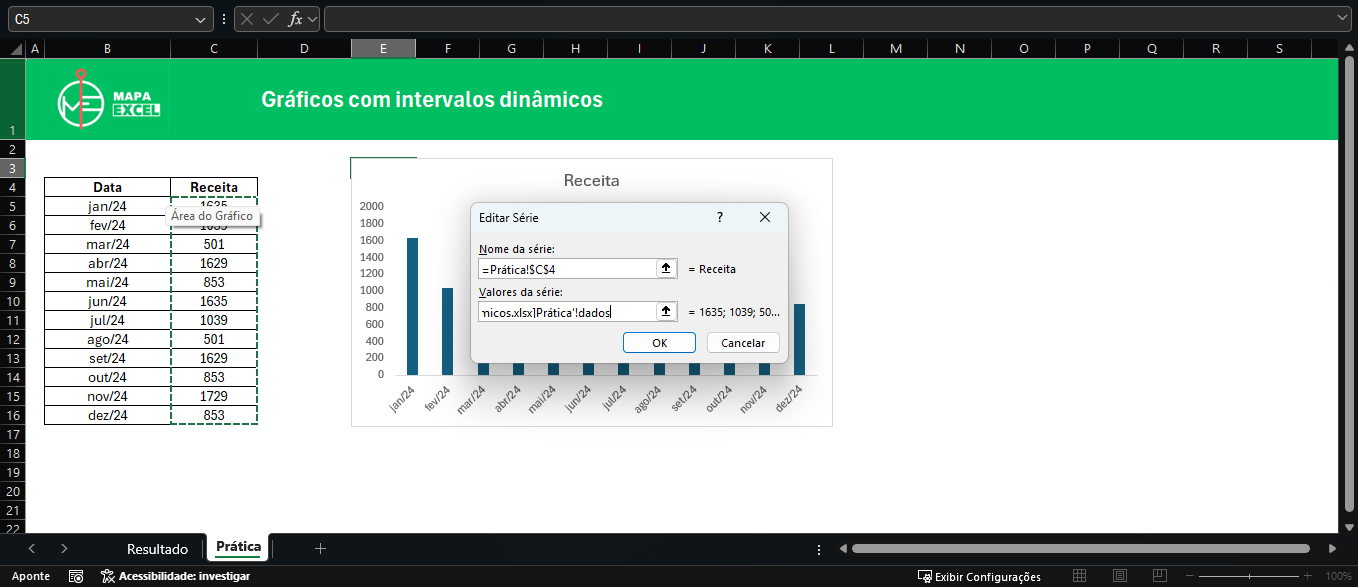inserir o intervalo na criação da série de dados