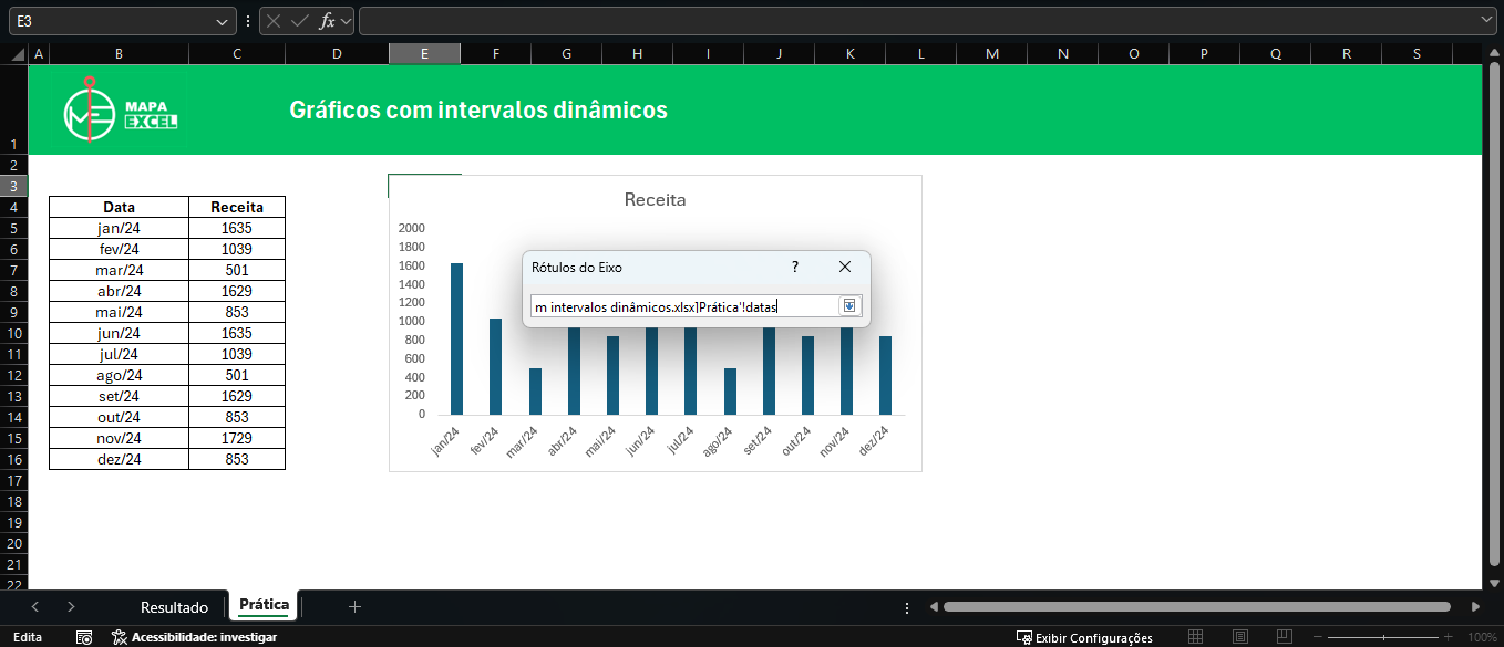 inserir o intervalo na criação do eixo